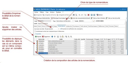 Nomenclature de fabrication