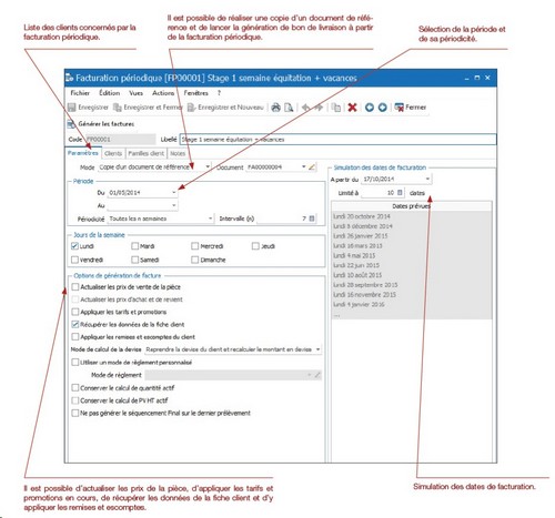 Paramétrage facture périodique